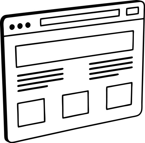 Outline of a website interface showing content vector image