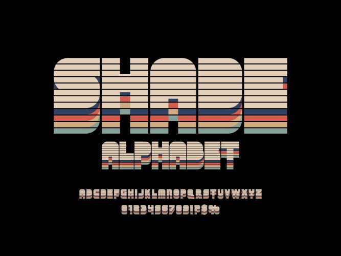 Colorful retro font 80s style alphabet letters Vector Image