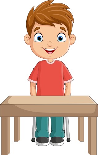 cartoon little boy studying on the desk vector image vector image