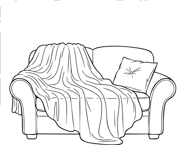 Cozy Sofa with Blanket and Pillow Vector Image