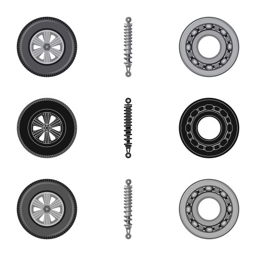 Isolated object of auto and part sign collection vector image