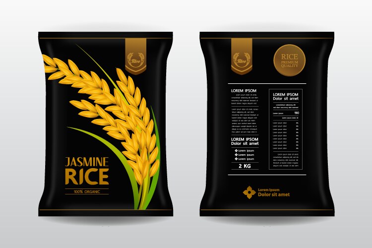 Premium rice product package mockup Royalty Free Vector