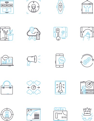 Big data linear icons set analytics insights vector image
