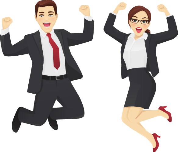 happy business man and woman vector image