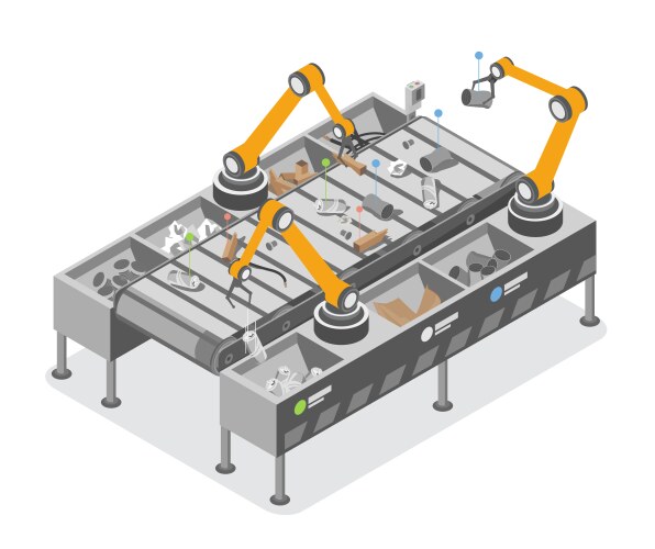 ai robot working help to garbage sorting in waste vector image