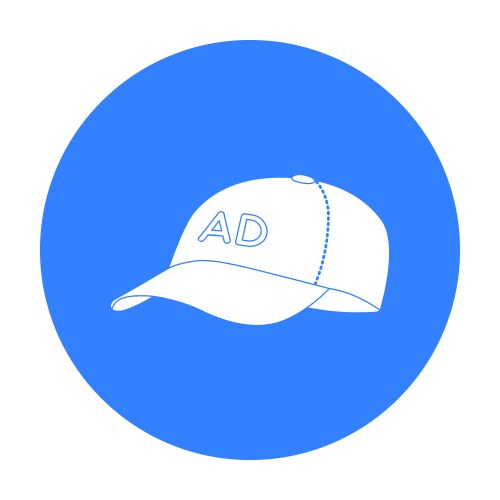 Baseball cap advertising icon in black style vector image