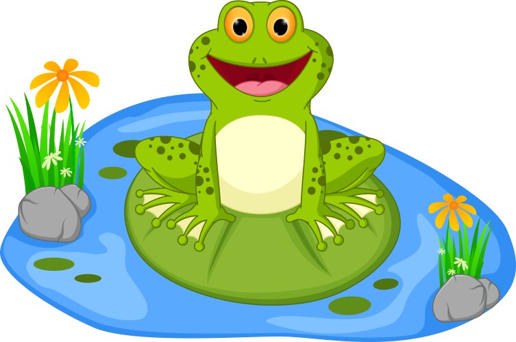 Cute Cartoon Frog on a Leaf Vector Image