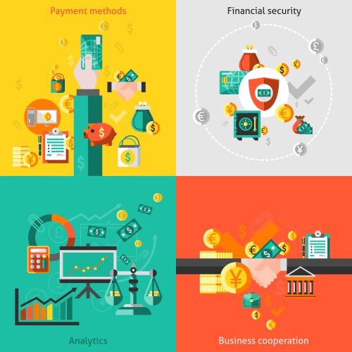 finance flat set vector