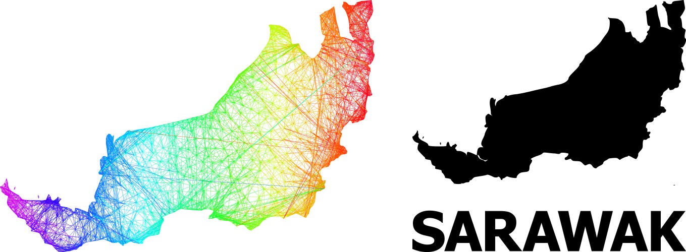 Net map sarawak with spectral gradient vector image
