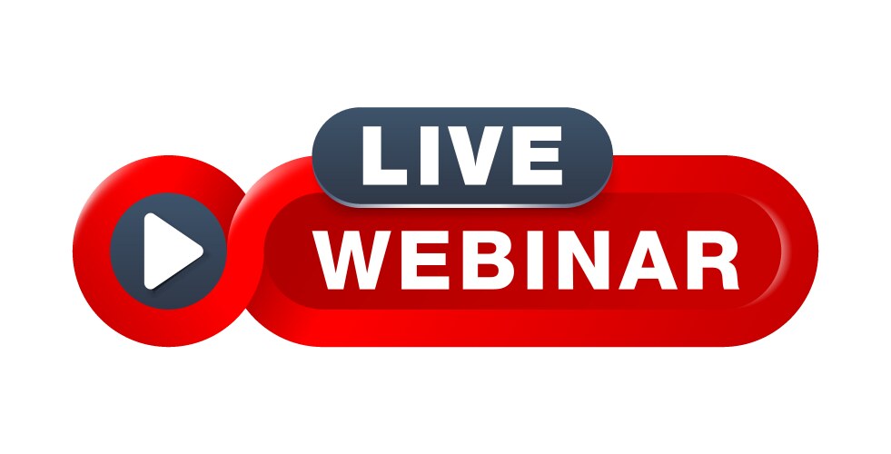 Red Webinar Button - Play & Learn vector image