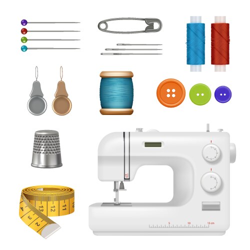 3d realistic tailor set for sewing Royalty Free Vector Image