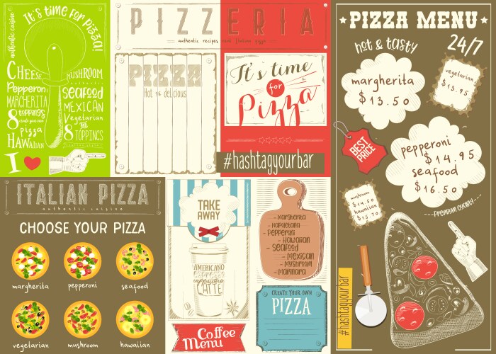 pizza menu placemat vector image