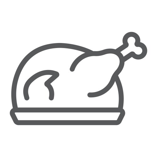 Roasted Turkey Line Icon Vector Image