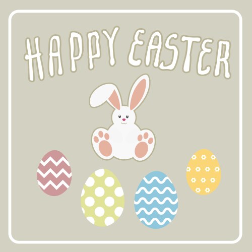 Cute bunny rabbit painted eggs easter design Vector Image