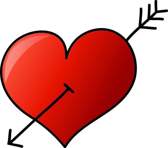 hand drawn heart with arrow vector image