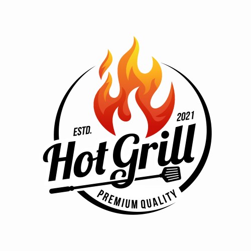 Retro Grill Barbecue Logo Template Vector Image