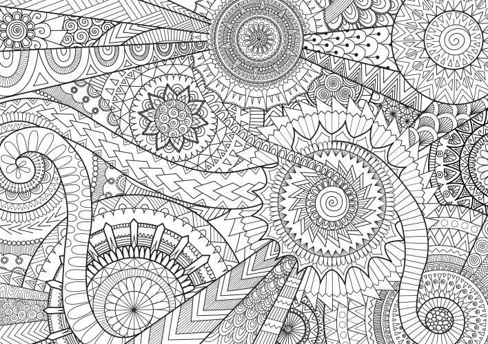 complex mandala movement design for adult coloring vector image vector image