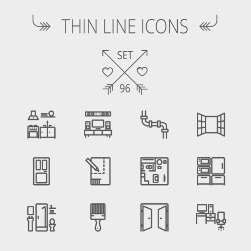 Construction machines thin icons Royalty Free Vector Image