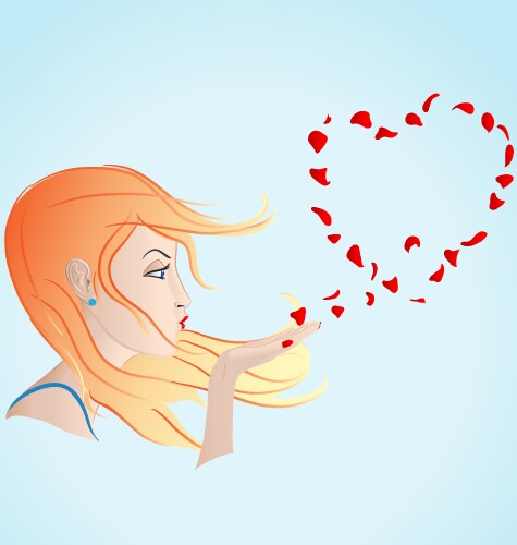 Girl blowing petals vector image