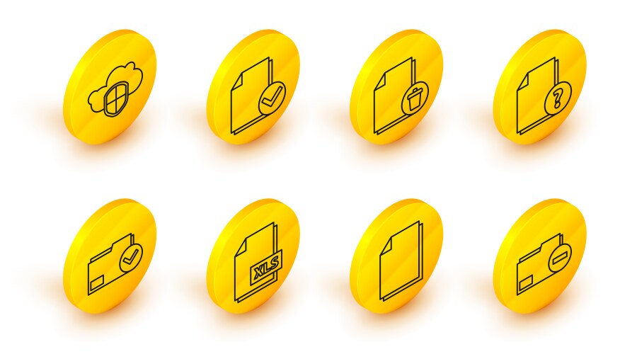 Set line document folder with minus xls file vector image