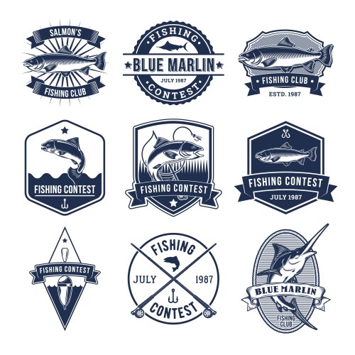 Fishing Badges & Stickers Vector Image