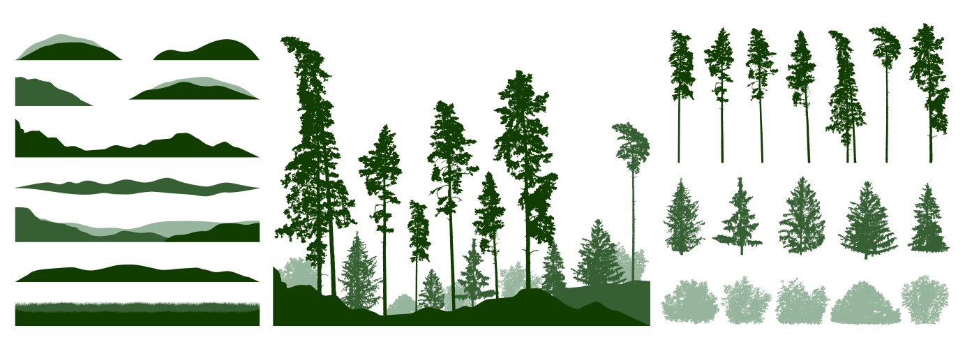 Design elements of forest trees constructor vector image