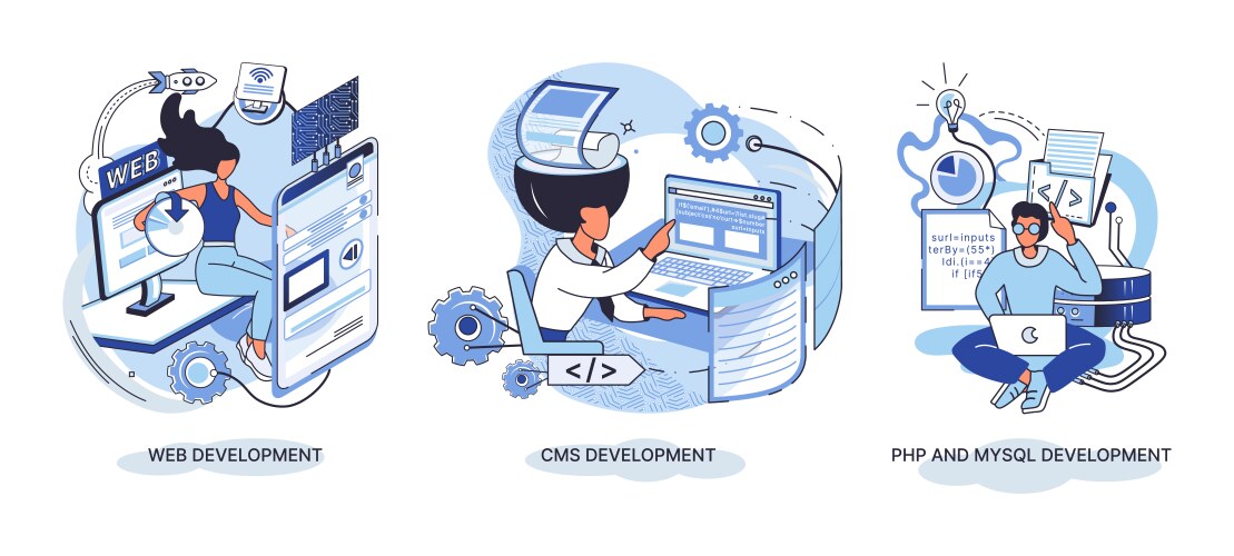 Website architecture concepts web development vector image