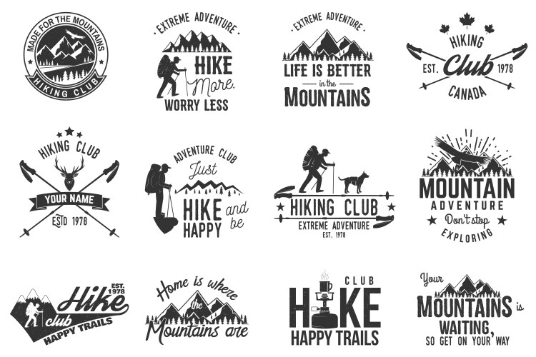 Mountain Hiking Badge Vector Image