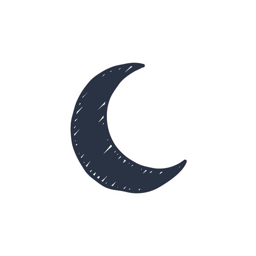 Hand-Drawn Crescent Moon Sketch Vector Image