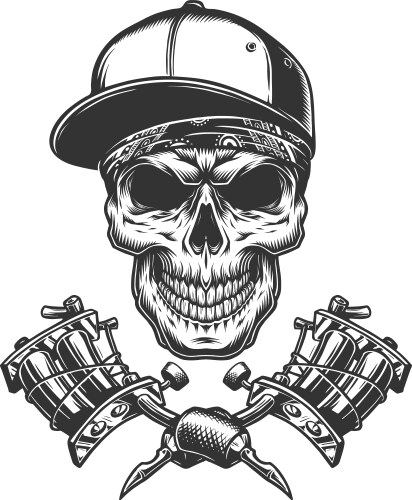 Tattoo Machines with Skull Vector Image