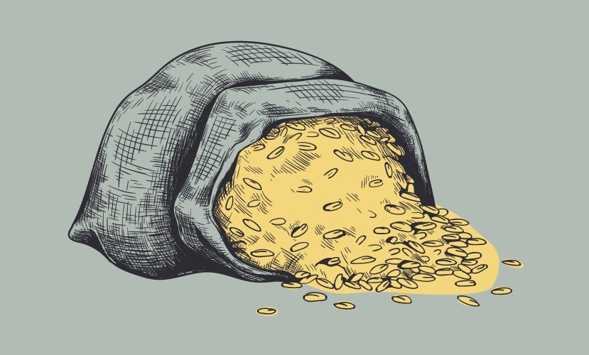 Hand drawn wheat bag full grain sack from rough Vector Image