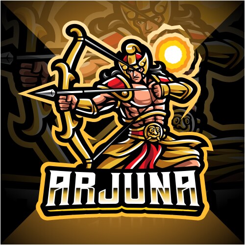 arjuna archer esport mascot logo design vector image