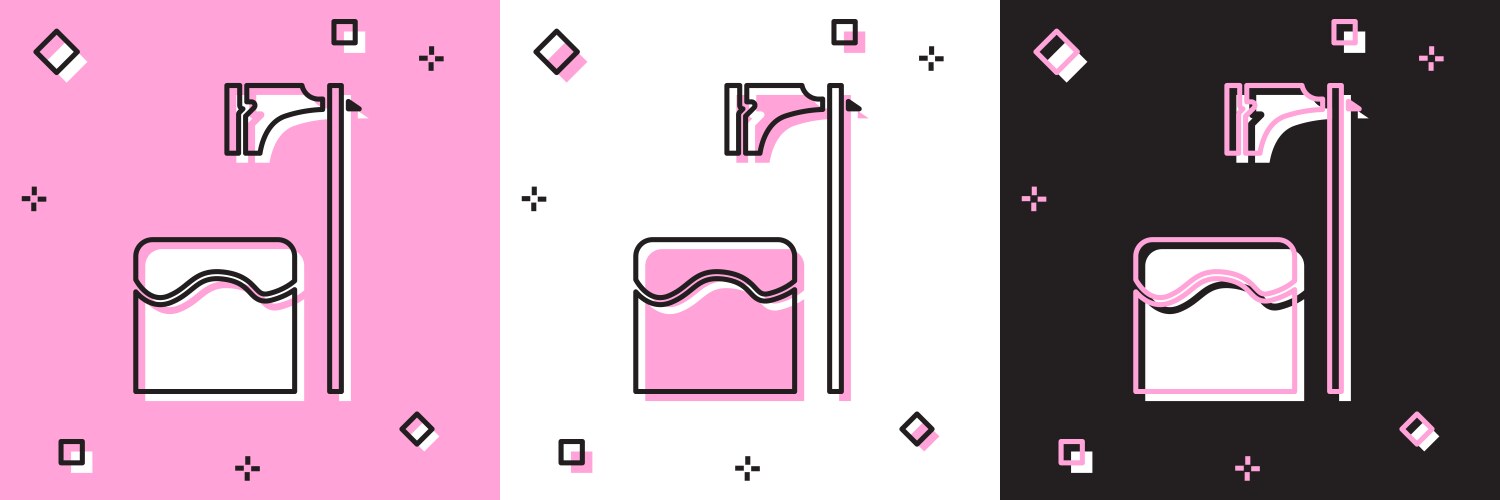 Set executioner axe in tree block icon isolated vector image