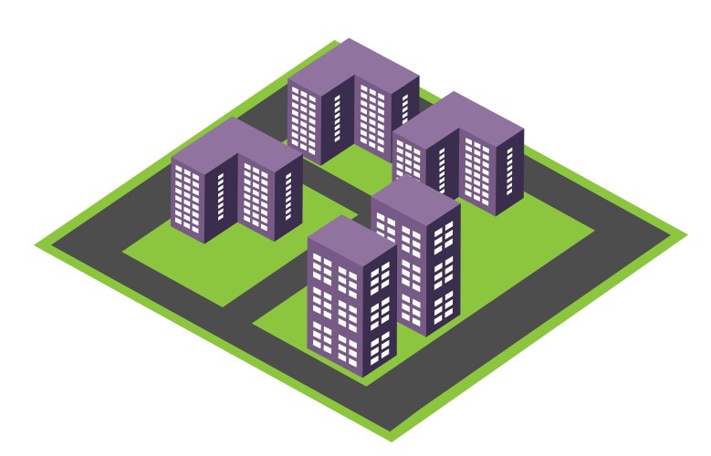 isometric urban architecture block building vector image