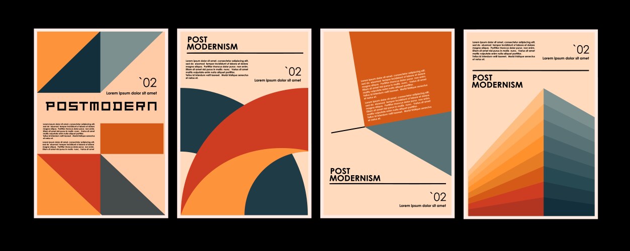 Dynamic artworks posters inspired postmodern vector image