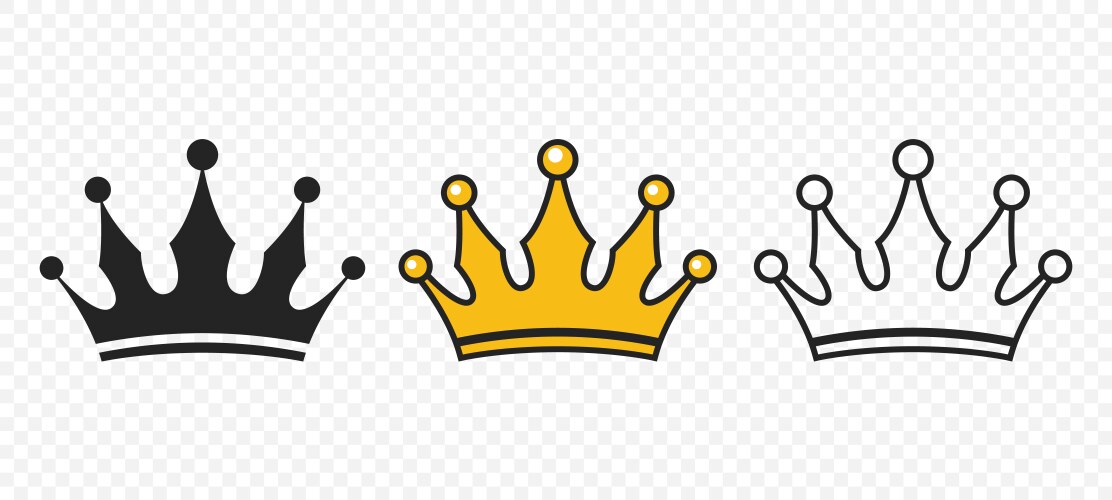 Crown icons set flat style icon Royalty Free Vector Image