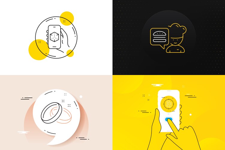 Minimal set of 3d app chef and fingerprint line vector image