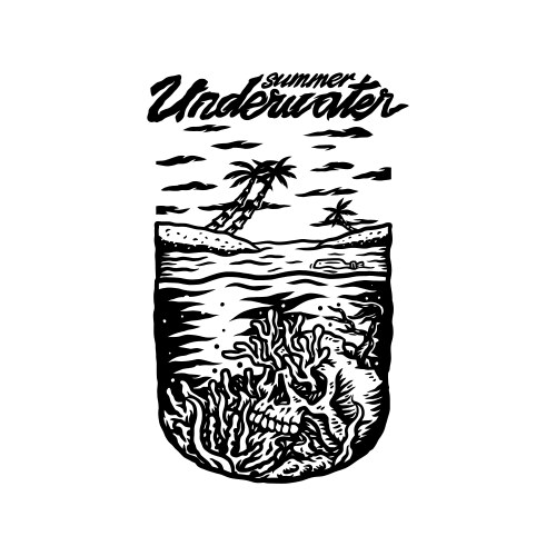 Skull in sea summer un Vector Image