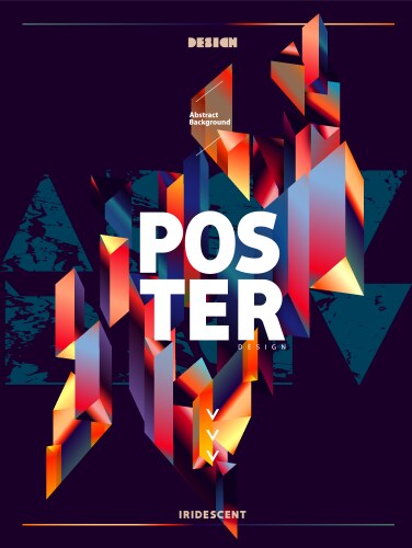 abstract geometric poster with colorful glass vector