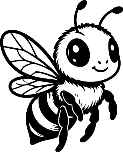 Cute Black and White Bee Vector Image