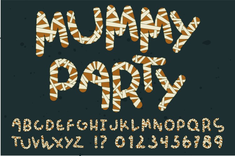 Decorative mummy alphabet set Vector Image