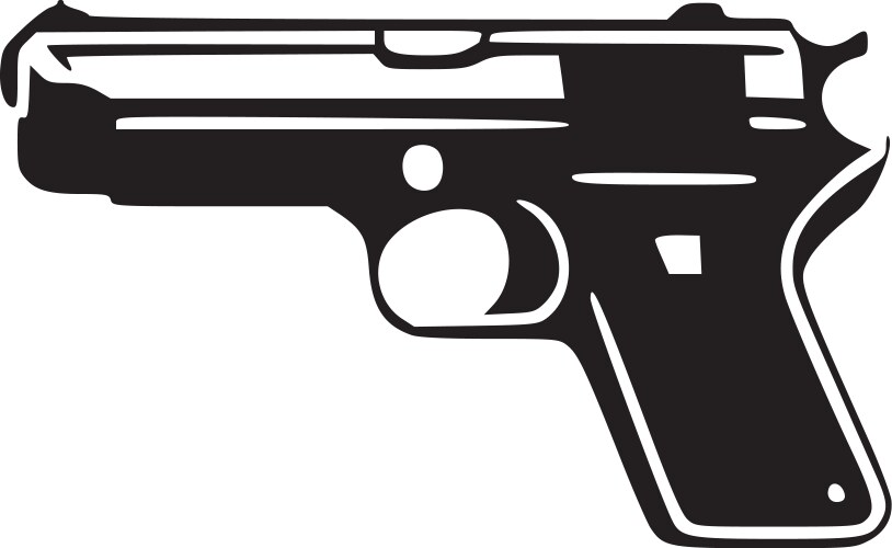 Gun - black and white Vector Image