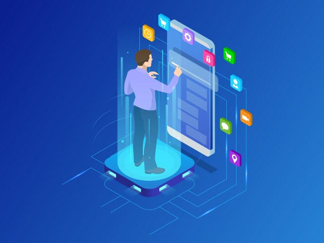 Isometric Programmer Software Development vector image