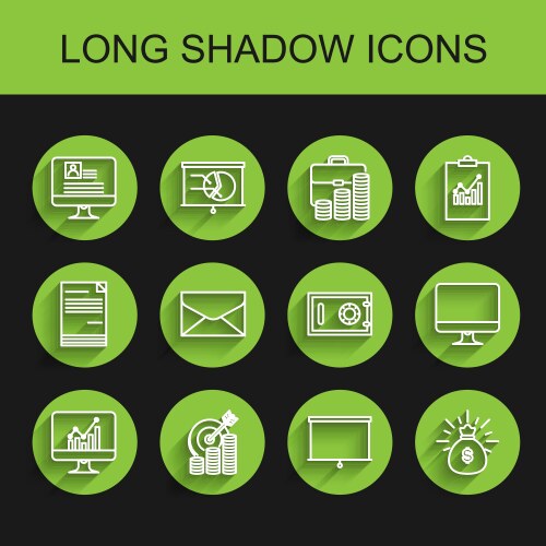 Set line computer monitor with graph chart target vector image