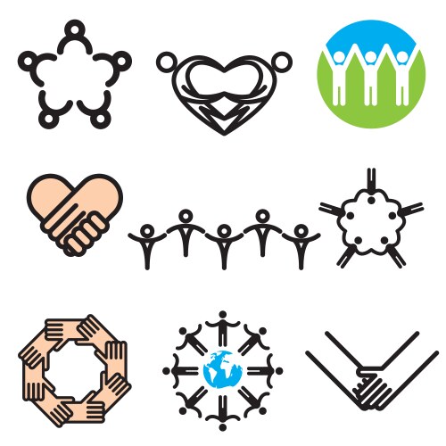 Hand Icon Set - Unity & Connection Vector Image