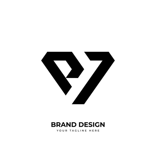 Minimal Pv or Vp Monogram Logo Vector Image
