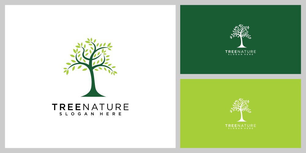 Black oak tree logo and roots design Royalty Free Vector