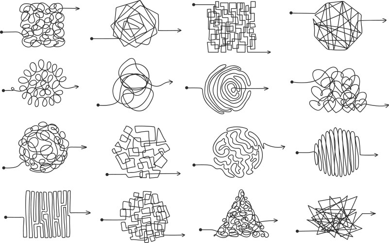 Tangled line shapeset symbol complicated Vector Image
