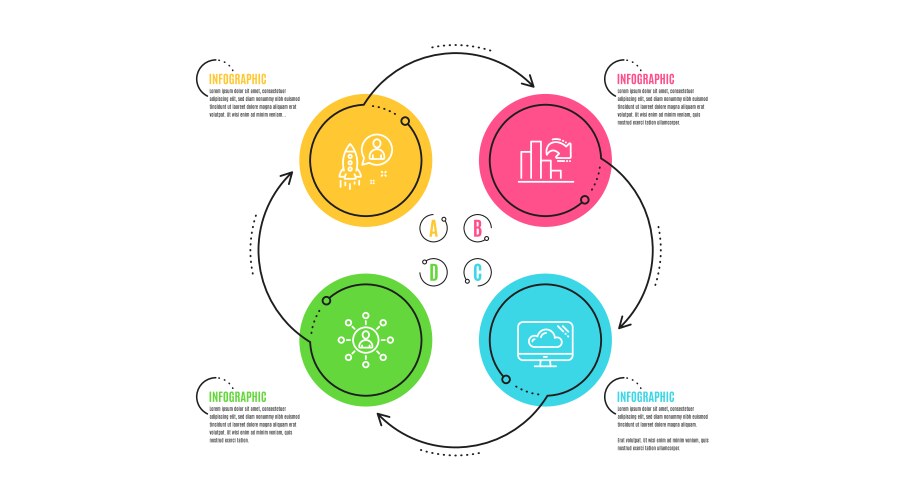 Decreasing graph networking and startup icons set vector image