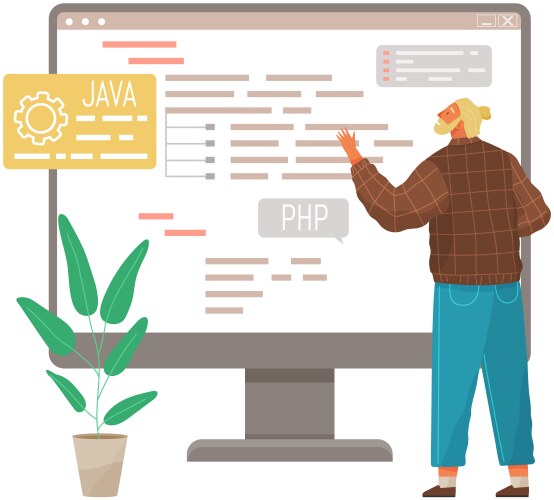 Programmer engineering and coding set vector image